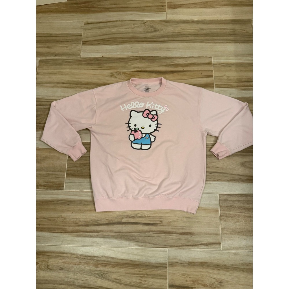 Hello Kitty Sanrio Pink Graphic Sweatshirt Bioworld Apple Large SIL-34708